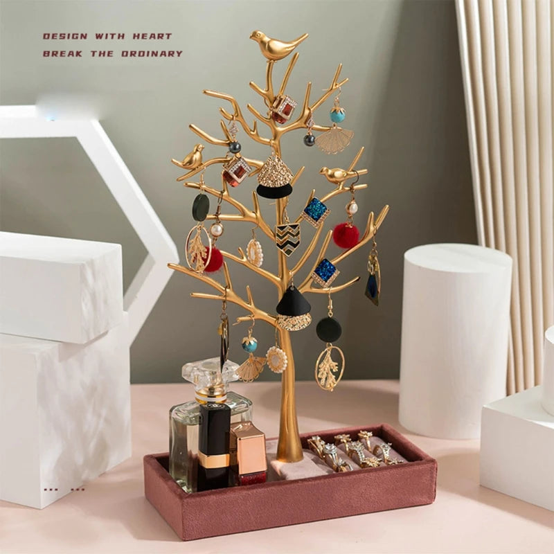 E15E Jewelry Stand Storage Box Display Tree Stand for Earrings Necklaces Rings