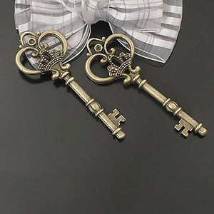 5pcs 83x32mm Rhinestone Key Charms Antique Bronze Pendants Findings