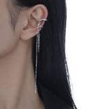 925 Silver Hollow Double Chain Earring Clips for Women