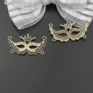 20pcs Antique Bronze Face Mask Charms Pendants DIY Jewelry Findings 39x20mm