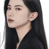 925 Silver Korean Double Diamond Texture Earring Clips