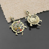 4pcs Antique Zinc Alloy Tortoise Rhinestone Pendants Jewelry Findings