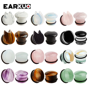 EARKUO Glass Car Stone Ear Plugs Gauges Piercing Body Jewelry