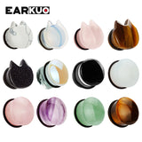 EARKUO Glass Car Stone Ear Plugs Gauges Piercing Body Jewelry