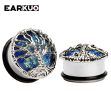 Flower Zircon Crystal Stainless Steel Ear Plugs Gauges Piercing