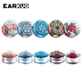 EARKUO Flower Transparent Ear Tunnels Multicolour Stone Wave Earring 2PCS