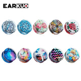 EARKUO Flower Transparent Ear Tunnels Multicolour Stone Wave Earring 2PCS