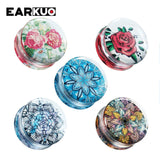 EARKUO Flower Transparent Ear Tunnels Multicolour Stone Wave Earring 2PCS