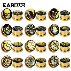 EARKUO Stainless Steel Ear Gauges Tunnels Stretchers Body Piercing