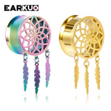 EARKUO Pearl Dream Catcher Dangle Ear Tunnels Body Piercing Jewelry