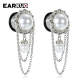 EARKUO Pearl Dream Catcher Dangle Ear Tunnels Body Piercing Jewelry