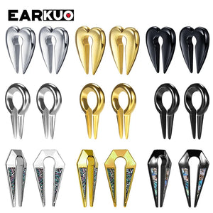 EARKUO Style Stainless Steel Ear Weight Body Jewelry Piercing Stretchers 2PCS