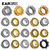 EARKUO Stainless Steel Flower Ear Gauges Tunnels 2PCS