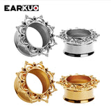 EARKUO Stainless Steel Flower Ear Gauges Tunnels 2PCS