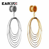 EARKUO Stainless Steel Pearl Dangle Ear Plugs 2PCS