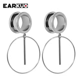 EARKUO Stainless Steel Pearl Dangle Ear Plugs 2PCS