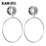 EARKUO Stainless Steel Pearl Dangle Ear Plugs 2PCS