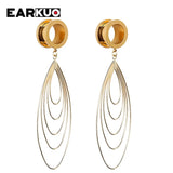 EARKUO Stainless Steel Pearl Dangle Ear Plugs 2PCS