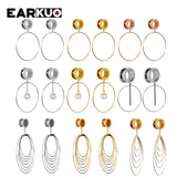 EARKUO Stainless Steel Pearl Dangle Ear Plugs 2PCS
