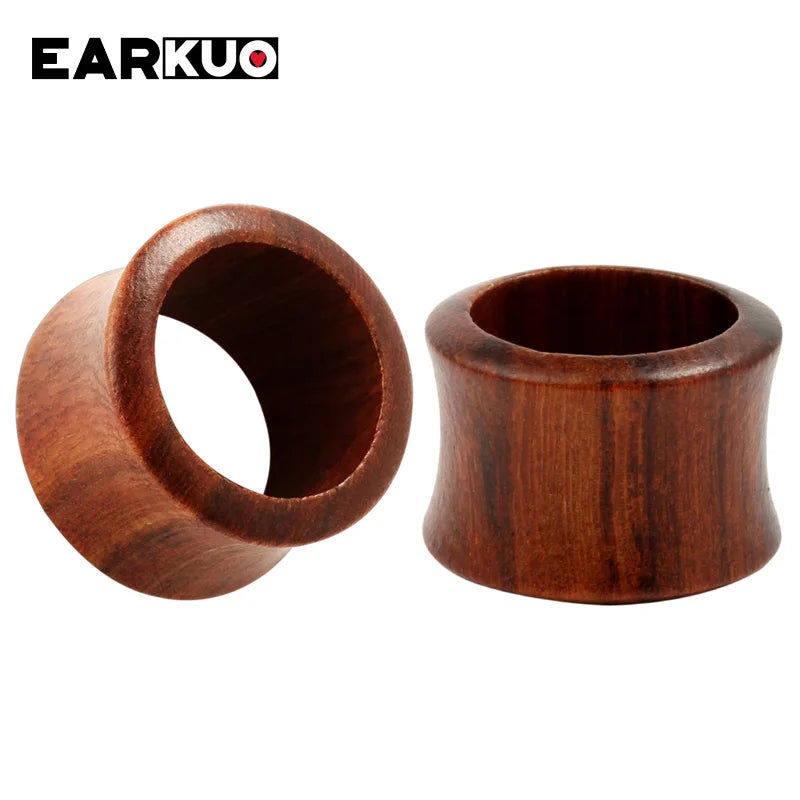 EARKUO High Blank Hollow Flat Wood Ear Plugs 2PCS