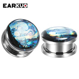 EARKUO Stainless Steel Love Heart Lip Cat Ear Piercing Tunnels Body Jewelry 2PCS