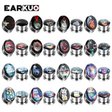 EARKUO Stainless Steel Love Heart Lip Cat Ear Piercing Tunnels Body Jewelry 2PCS