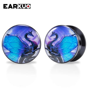 EARKUO Acrylic Cat Mouse Tiger Dinosaur Ear Plugs 2PCS