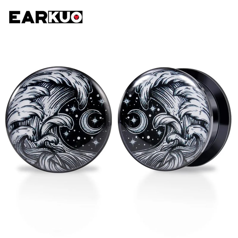 EARKUO Acrylic Sheep Dinosaur Moon Ear Tunnels Plugs 2PCS