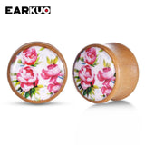 EARKUO Wood Flower Tree Bird Ear Plugs 2PCS