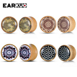 EARKUO Wood Flower Tree Bird Ear Plugs 2PCS