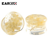 EARKUO Flower Acrylic Ear Plugs Gauges Tunnels 2PCS