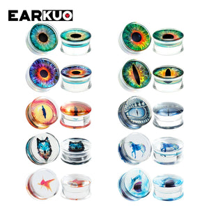 EARKUO Eyeball Acrylic Ear Plugs Gauges Body Piercing Jewelry 2PCS