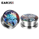 EARKUO Sunflower Compass Steel Ear Piercing Tunnels Gauges 2PCS