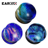 EARKUO Heart Flower Milky Way Glass Ear Gauges 2PCS
