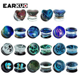 EARKUO Heart Flower Milky Way Glass Ear Gauges 2PCS