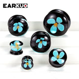EARKUO Heart Flower Milky Way Glass Ear Gauges 2PCS