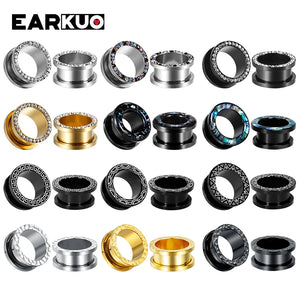 EARKUO Stainless Steel Zircon Shell Ear Piercing Tunnels Gauges