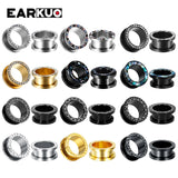 EARKUO Stainless Steel Zircon Shell Ear Piercing Tunnels Gauges