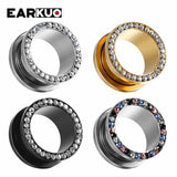 EARKUO Stainless Steel Zircon Shell Ear Piercing Tunnels Gauges