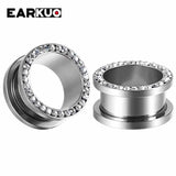 EARKUO Stainless Steel Zircon Shell Ear Piercing Tunnels Gauges