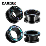 EARKUO Stainless Steel Zircon Shell Ear Piercing Tunnels Gauges
