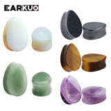 EARKUO Water Drop Stone Ear Piercing Gauges Plugs Body Jewelry 2PCS