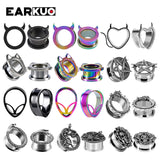 EARKUO Stainless Steel Ear Plugs Tunnels Stretchers Body Piercing Jewelry Earrin