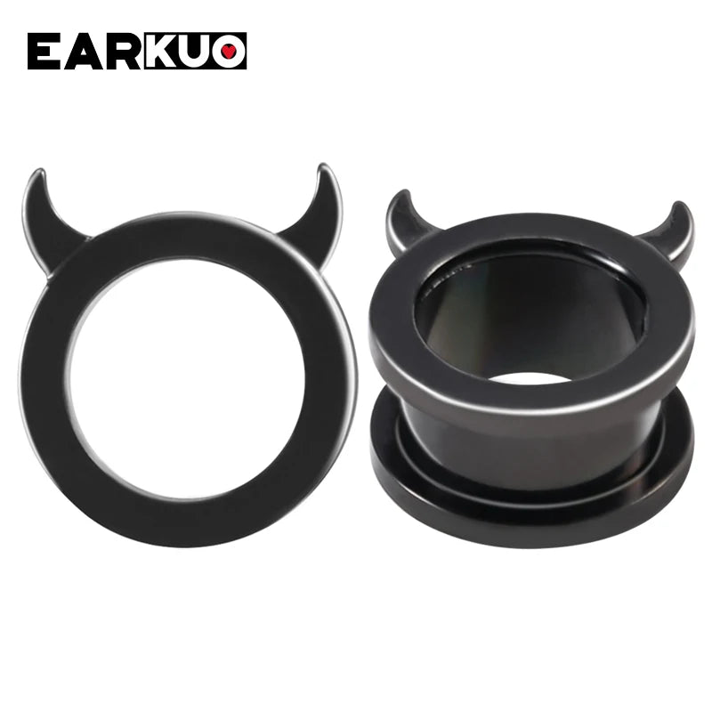 EARKUO Stainless Steel Ear Plugs Tunnels Stretchers Body Piercing Jewelry Earrin