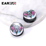 Unique Cat Head Mushroom Tree Sea Waves Acrylic Ear Plugs Expanders