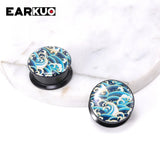Unique Cat Head Mushroom Tree Sea Waves Acrylic Ear Plugs Expanders