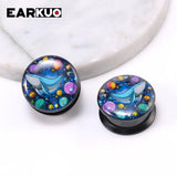 Unique Cat Head Mushroom Tree Sea Waves Acrylic Ear Plugs Expanders