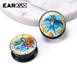 Unique Cat Head Mushroom Tree Sea Waves Acrylic Ear Plugs Expanders