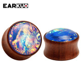 EARKUO Fish Scale Zircon Wood Earring Piercing Tunnels Body Jewelry
