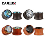 EARKUO Fish Scale Zircon Wood Earring Piercing Tunnels Body Jewelry